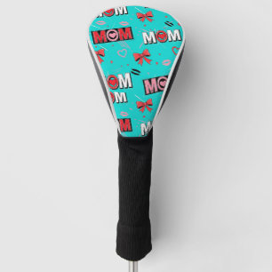 Couvre-club De Golf Motif pop turquoise vif coeurs arcs MAMAN