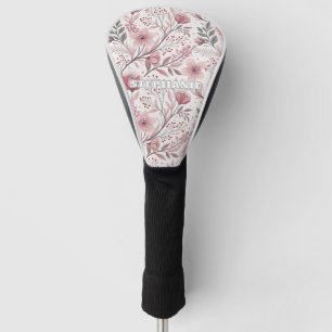 Couvre-club De Golf Motif Sakura en fleurs de cerises roses sur blanc 