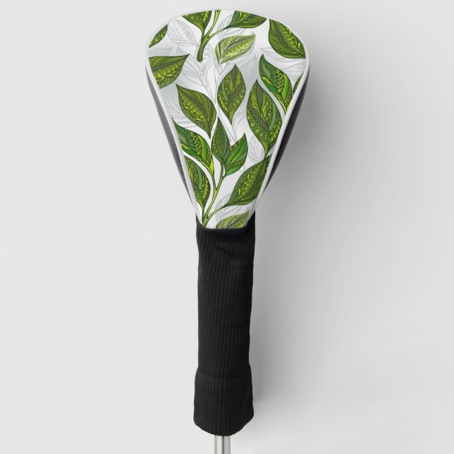 Couvre-club De Golf Motif sans couture avec Feuilles de thé vert (Devant)