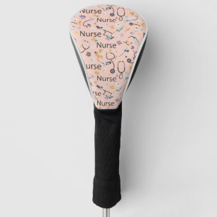 Couvre-club De Golf Motif sans couture de la vie d'infirmière rose (3)