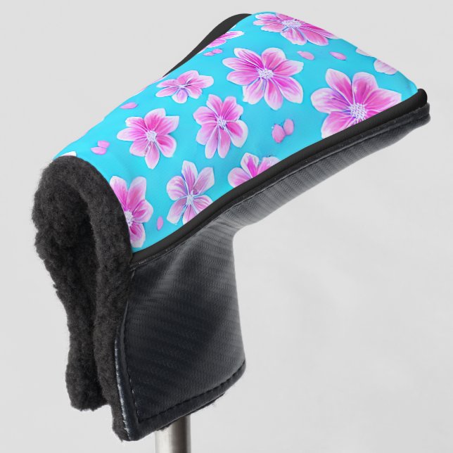 Couvre-club De Golf Motif simple bleu et rose (Devant 3/4)