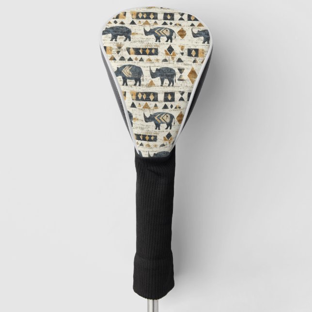 Couvre-club De Golf Motif tribal de rhinocéros rustique (1) (Devant)