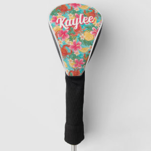 Couvre-club De Golf Motif tropical dessiné à la main Crabe Citron Hibi