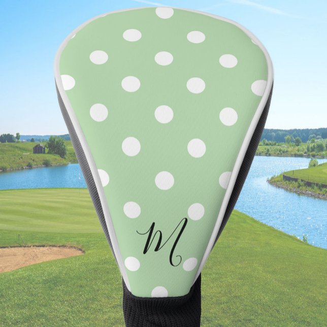 Couvre-club De Golf Motif Vert Classique Monogramme Points (Créateur téléchargé)