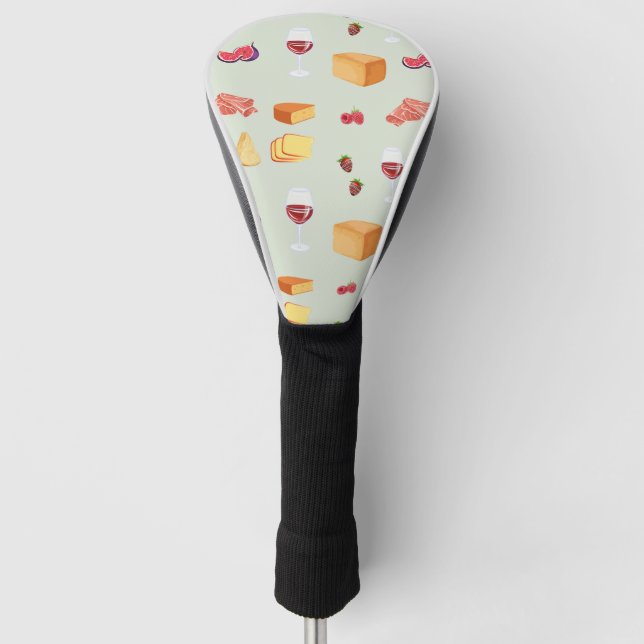 Couvre-club De Golf Motif Vin et Fromage (Devant)