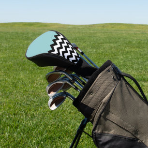 Couvre-club De Golf Motif Zigzag noir et blanc, Chevron, Bleu