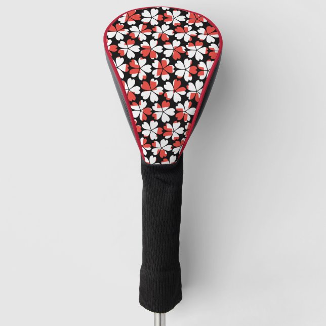 Couvre-club De Golf Motifs de fleurs blanches rouges mignons (Devant)