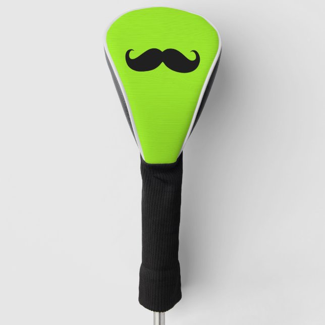 Couvre-club De Golf Moustache noire sur Arrière - plan vert (Devant)