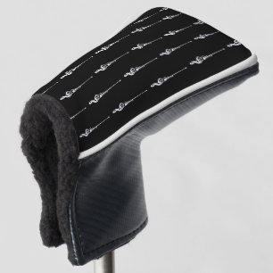 Couvre-club De Golf Musique Motif Melting Treble Clef Blanc et Noir