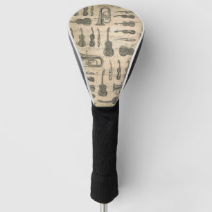 Couvre-club De Golf Musique vintage Note Motif Violon de guitare Tuba