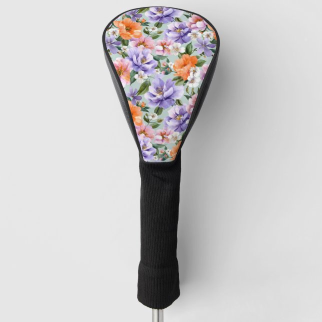 Couvre-club De Golf Muted Colorful Flowers Boho flower  (Devant)