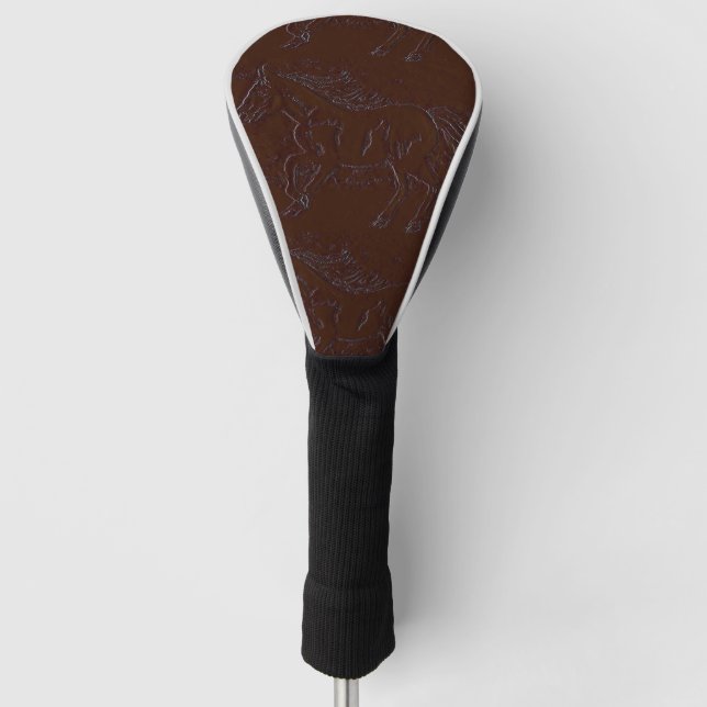 Couvre-club De Golf MVB Country Cheval Emboss Faux Design en cuir (Devant)