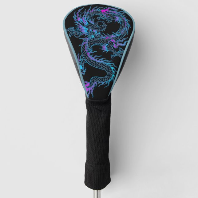 Couvre-club De Golf Neon Blue Dragon Golf Head Couverture (Devant)