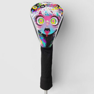 Couvre-club De Golf Neon Kawaii Shockwave : Psychedelic Anime Girl