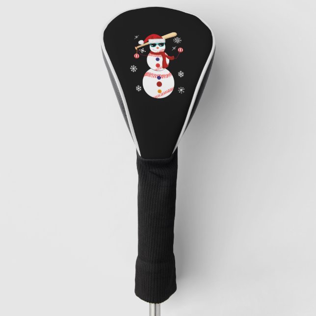 Couvre-club De Golf Noël Baseball Snowman Santa Hat Cadeau (Devant)