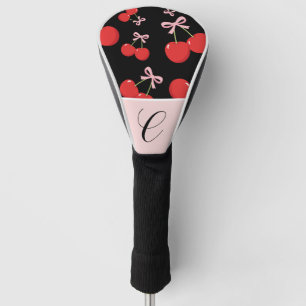 Couvre-club De Golf Noir Cerises rouges Bow rose Coquette Cottage Chic