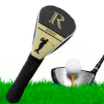 Couvre-club De Golf Noir Cuir Texture Golfeur Monogramme Nom Or<br><div class="desc">Monogramme personnalisé et nom pour les golfeurs. Texture en cuir noir avec lettrage Gold élégant (pas en cuir réel). Idée cadeau de fête des pères sophistiquée pour papa ou grand-père (mari / autre significatif). Peut également être une idée de cadeau de vacances ou de retraite parfaite. si vous avez besoin...</div>