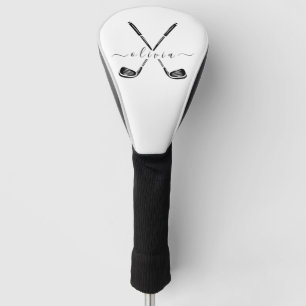 Couvre-club De Golf Noir Et Blanc Personnalisé Nom élégant