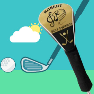 Couvre-club De Golf Noir & Gold Golf Swings Personnalisé