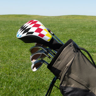 Couvre-club De Golf Noir rouge jaune Bavaria Motif Drapeau Diamant
