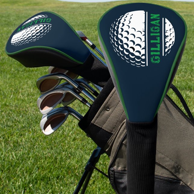 Couvre-club De Golf Nom des golfeurs bleu et vert (Créateur téléchargé)