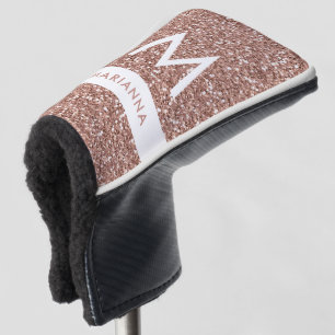 Couvre-club De Golf Nom du monogramme de la Parties scintillant rose o