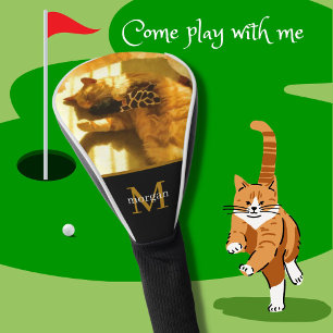 Couvre-club De Golf Nom du monogramme de la photo de l'animal ou de la
