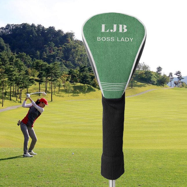 Couvre-club De Golf Nom du monogramme, Dénim vert du printemps Imprime (Créateur téléchargé)