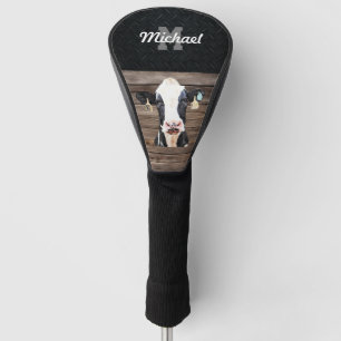Couvre-club De Golf Nom du monogramme Holstein Cow Dairy Farm Livestoc