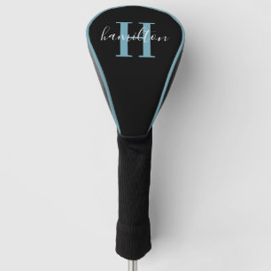 Couvre-club De Golf Nom du monogramme personnalisé bleu clair éléga