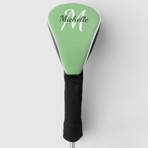 Couvre-club De Golf Nom du monogramme vert simple + initial