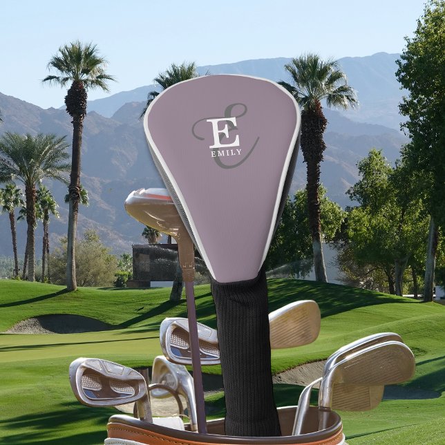 Couvre-club De Golf Nom élégant unique et typographie de monogramme vi (Personalize with your name and monogram initial.)