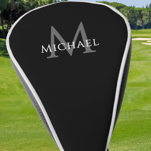 Couvre-club De Golf Nom initial monogramme personnalisé noir gris