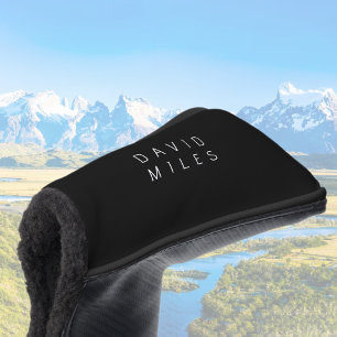 Couvre-club De Golf Nom modifiable minimaliste moderne Noir & Blanc