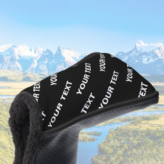 Couvre-club De Golf Nom modifiable répété en gras | Blanc noir simple (Créateur téléchargé)