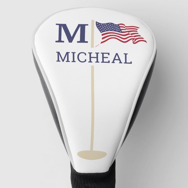 Couvre-club De Golf Nom Monogramme Drapeau Américain (Créateur téléchargé)