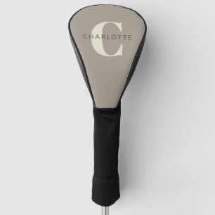 Couvre-club De Golf Nom monogrammé élégant Taupe rustique chic