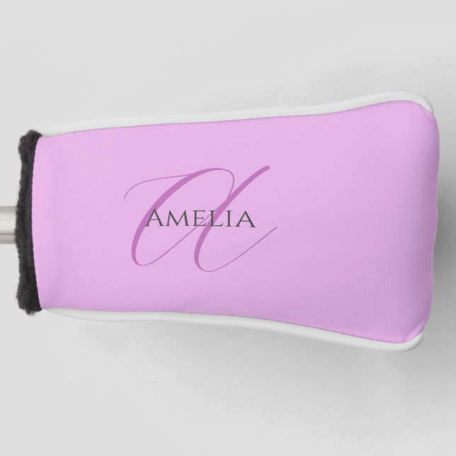 Couvre-club De Golf Nom Monogramme Lettre initiale Orchid & Lilac (Devant)