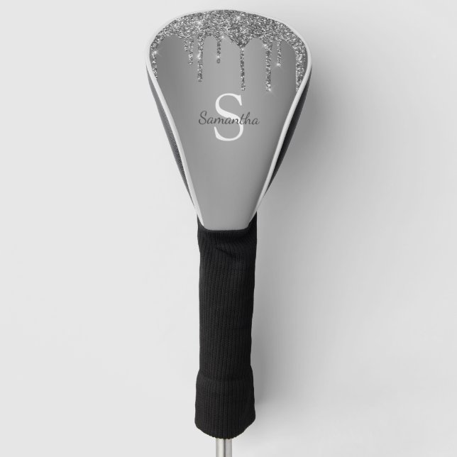 Couvre-club De Golf Nom Monogramme Paillettes Argentées (Devant)