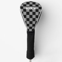 Nom monogramme personnalisé à carreaux noir et gri
