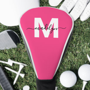 Couvre-club De Golf Nom Monogrammé Rose Personnalisé