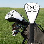 Couvre-club De Golf Nom Noir Monogramme Sur La Couvercle De Tête Du Cl<br><div class="desc">Cette couverture de tête Monogram Club de luxe est dotée d'un monogramme noir,  avec trois zones de texte à personnaliser.</div>