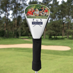 Couvre-club De Golf Nom Personnalisé Clubs Et Ball Navy Photo Bleue