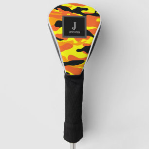Couvre-club De Golf Nom personnalisé de la caméra orange vive