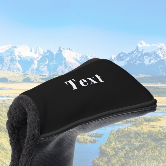 Couvre-club De Golf Nom personnalisé élégant ou autre texte | Noir & B (Créateur téléchargé)