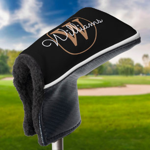 Couvre-club De Golf Nom personnalisé en écriture monogramme or