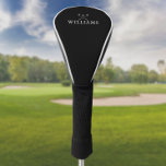 Couvre-club De Golf Nom Personnalisé Golf Clubs Noir Et Blanc<br><div class="desc">Personnalisez le nom dans la typographie classique pour créer un cadeau de golf unique et garder le saké pour n'importe quel golfeur. Conçu par Thisisnotme©</div>