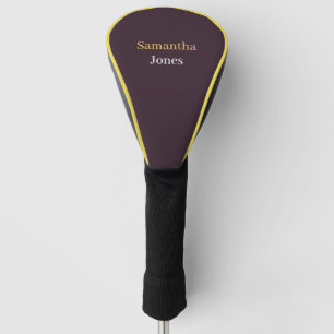 Couvre-club De Golf Nom personnalisé moderne minimaliste bordeaux
