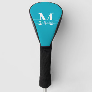 Couvre-club De Golf Nom personnalisé monogramme élégant bleu sarcelle
