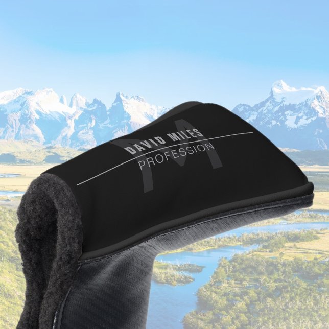 Couvre-club De Golf Nom professionnel moderne Dark Grey (Créateur téléchargé)